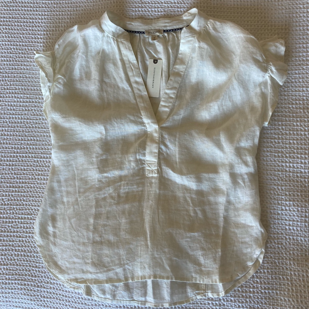 Pilcro (Anthropologie) White Linen Blouse Size Xs